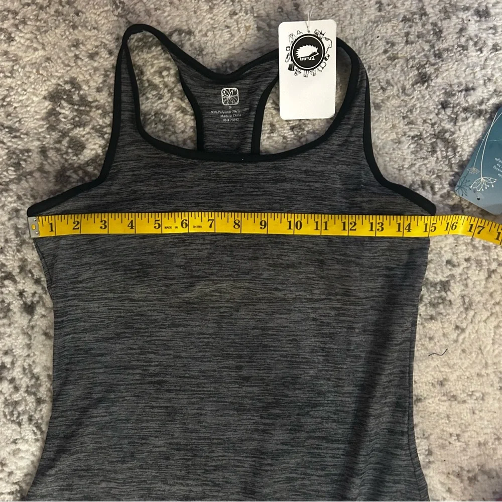 NWT Apana Charcoal Gray Heather Asymmetrical Yoga Dress W/builtin Bra Sz Small - Picture 6 of 9
